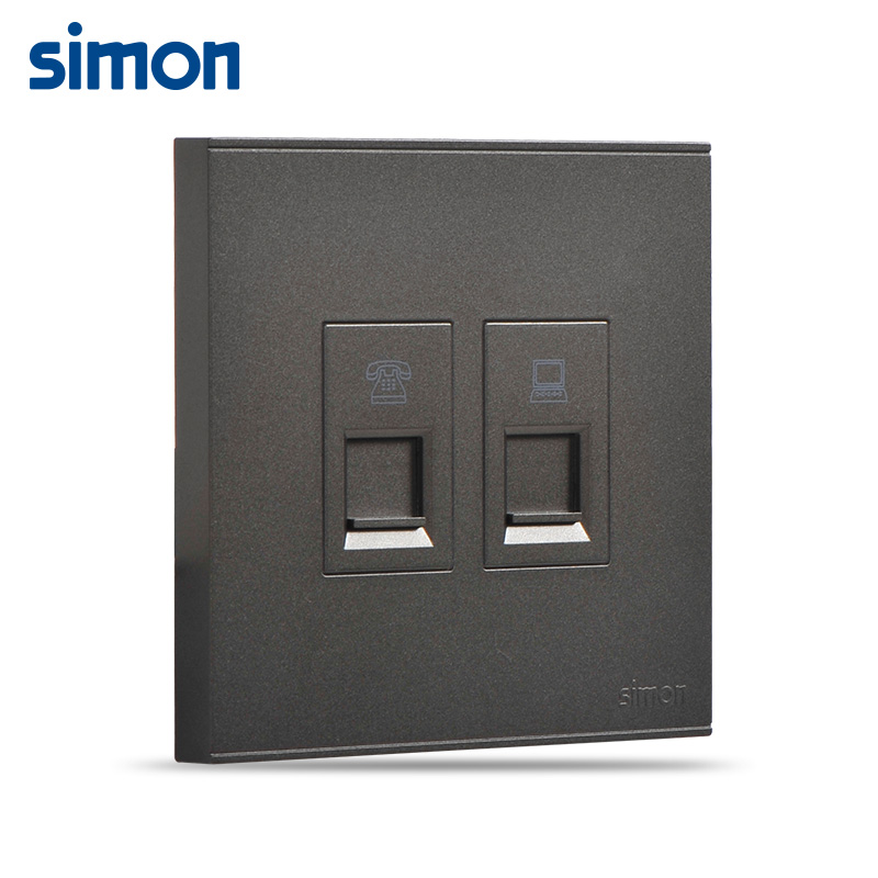 西蒙(simon)开关插座面板86型E6系列荧光灰开关插座电脑电话面板网络电话插座面板725229-61