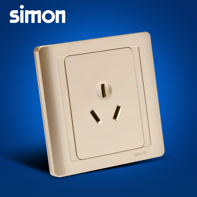 西蒙(simon)正品开关插座面板55系列香槟金16A空调插座面板86型家用电器N51681-56