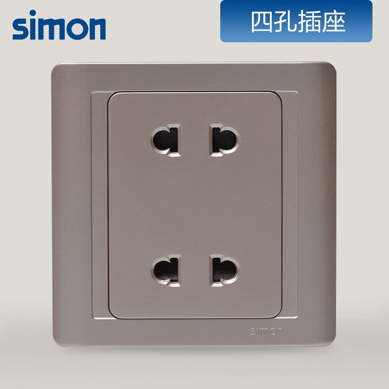 西蒙(simon)开关插座55系列香槟金4孔插座二位两极插座N51072-56图片