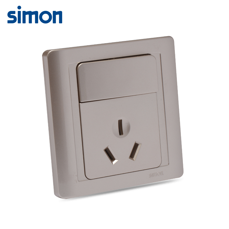 西蒙simon正品开关插座面板55系列香槟金16a三孔空调插座带开关面板n5