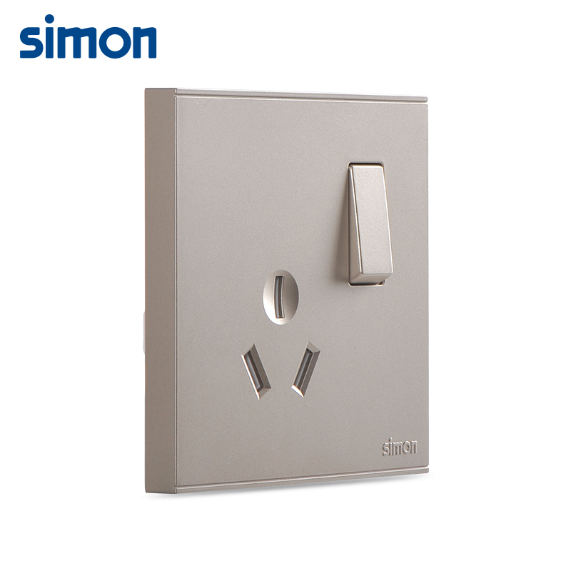 西蒙(simon)开关插座86型16A一开单控空调电源家用墙壁带开关三孔插座E6金色面板721682-46