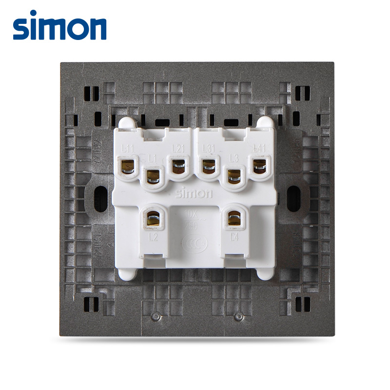 西蒙开关E6系列开关面板荧光灰四开单控16A浴霸开关四联单控开关721041-61