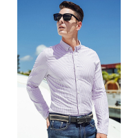 【苏宁自营】杰米克(JenMick)2018春季新款美式休闲细条纹长袖衬衫