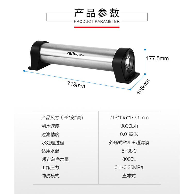 华帝(vatti) 全屋中央净水器管道超滤HD-UF-I家用净水机厨房直饮机自来水管道过滤器无废水