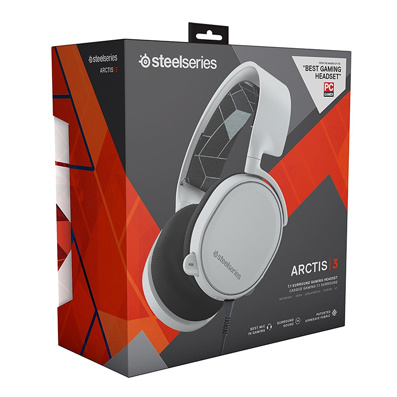 赛睿(SteelSeries)Arctis寒冰3 专业级指向性麦克风 7.1环绕声 专业电竞游戏耳机耳麦 白色高清大图