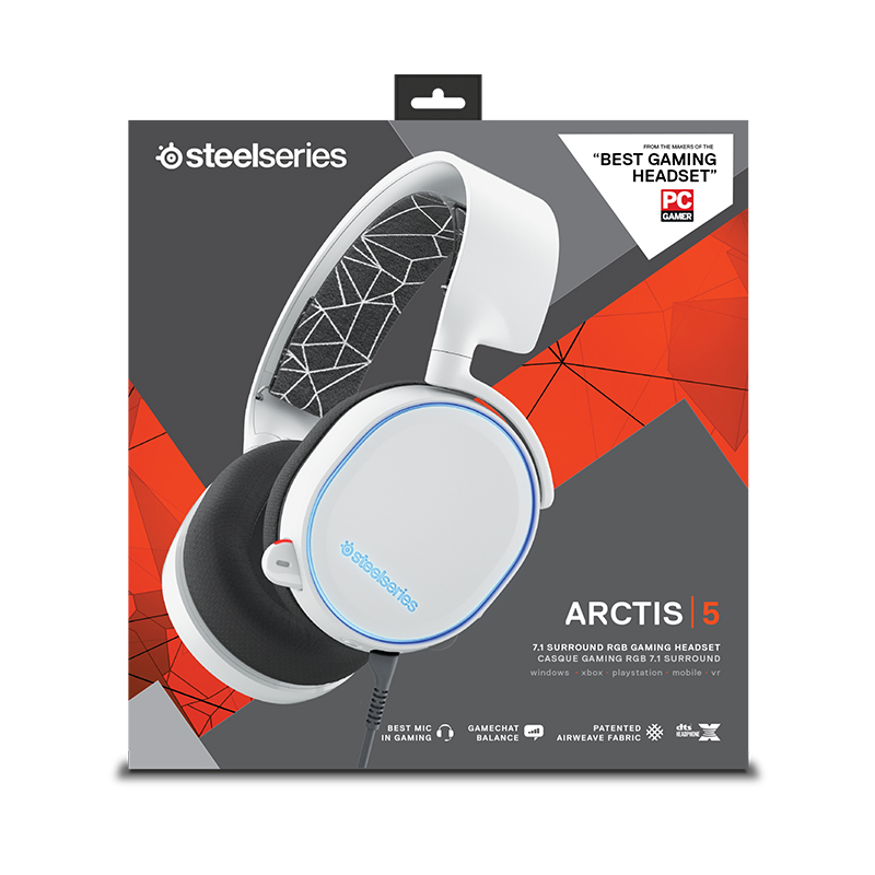 赛睿(SteelSeries)Arctis寒冰5 全彩RGB灯光效果 专业级指向性麦克风 电竞游戏耳机耳麦 白色