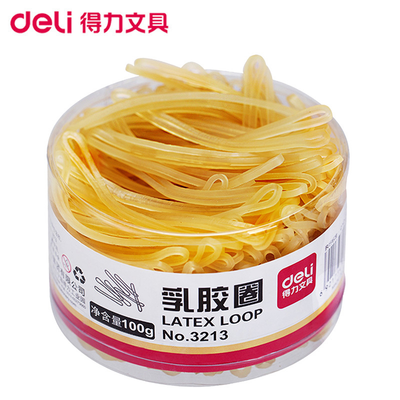 得力(deli)3213橡皮 筋 100g/筒 乳胶圈 橡胶圈 牛皮筋 桶装橡皮筋 皮筋 乳胶圈 发饰圈 办公财务用品