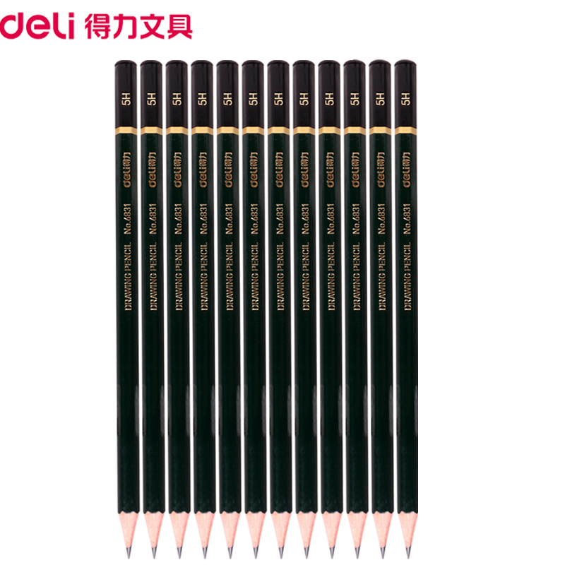 得力(deli)6831-5H绘图素描铅笔 12支/盒 2盒 美术写生绘画铅笔 绘图绘画铅笔 学生考试铅笔 手绘画笔