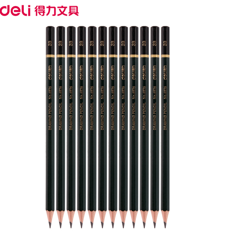 得力(deli)6836-3B绘图素描铅笔 12支/盒2盒 美术写生绘画铅笔 素描铅笔绘图绘画铅笔 学生用手绘画笔