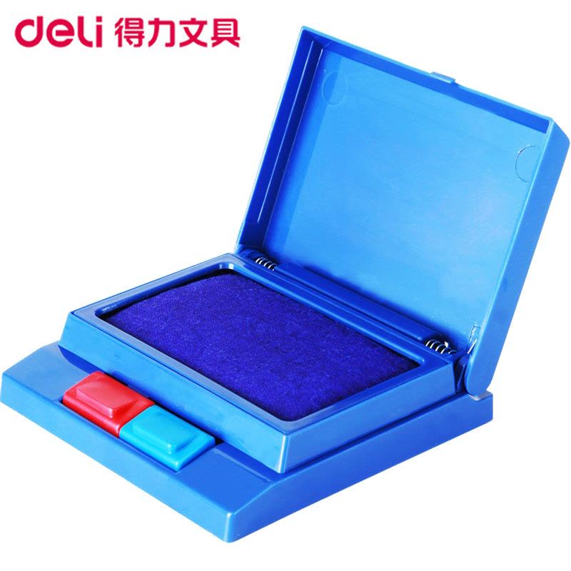 得力(deli)9850双色半自动打印台2个装 红蓝双色 快干印台 印泥 印油 财务会计盖章印台 财务用品图片