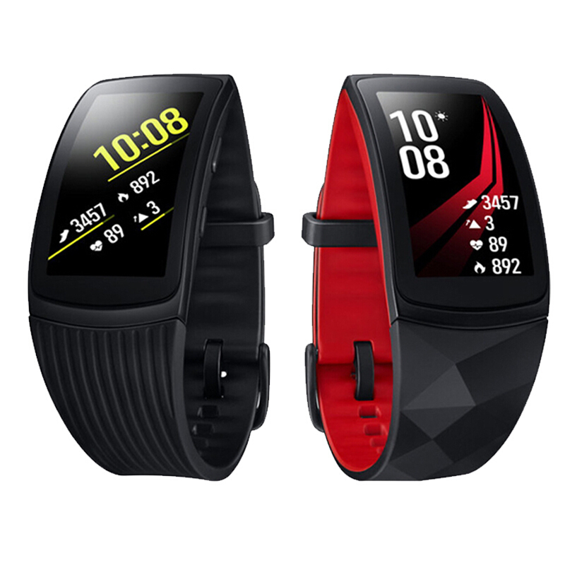 三星 gear fit2 pro 运动智能多功能手环 50米防水 内置GPS 游泳监测 监测运动 红色长表带