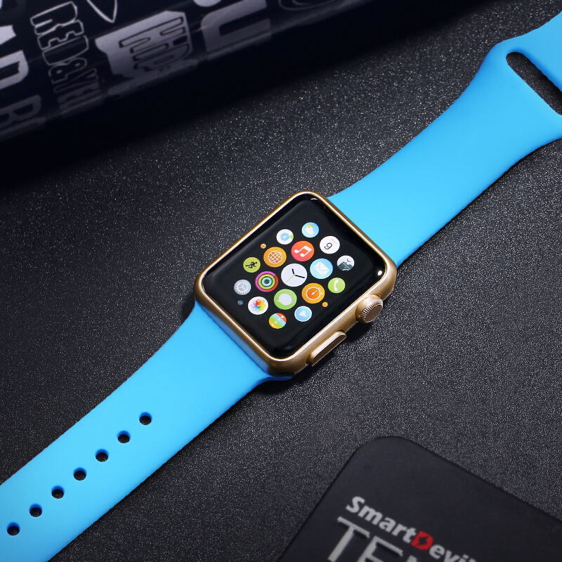 ESCASE 苹果表带Apple Watch1/2/3代表带 运动表带/休闲表带/硅胶表带 宽度38mm 蓝色