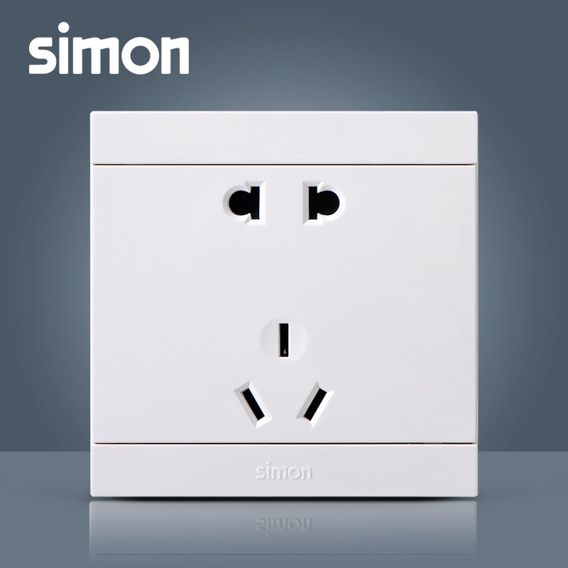 西蒙simon开关插座面板86型二三插五孔电源插座i3雅白色311084