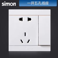 西蒙(simon)正品二三插五孔带开关单控86型墙壁插座面板家用i3雅白色311086