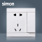 西蒙(simon)正品二三插五孔带开关单控86型墙壁插座面板家用i3雅白色311086
