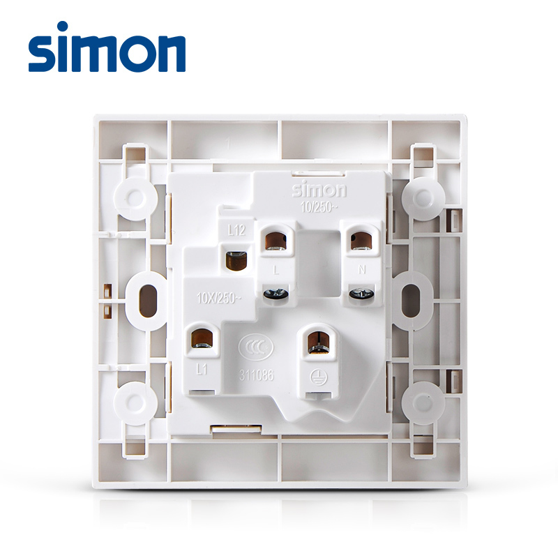 西蒙(simon)正品二三插五孔带开关单控86型墙壁插座面板家用i3雅白色311086