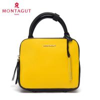 梦特娇(Montagut)女包2017新款牛皮单肩包可调节肩带百搭手提包欧美潮流真皮斜挎