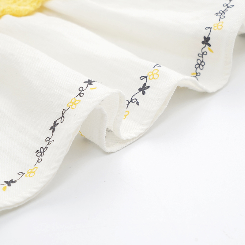 苏宁自营 婴姿坊女童纯色肩开扣圆领拼接连衣裙 黄色 80-120cm 1-6岁宝宝