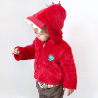 婴姿坊男童女童卡通可爱连帽时尚毛毛拉链外套 2色可选 80-120cm 1-6岁