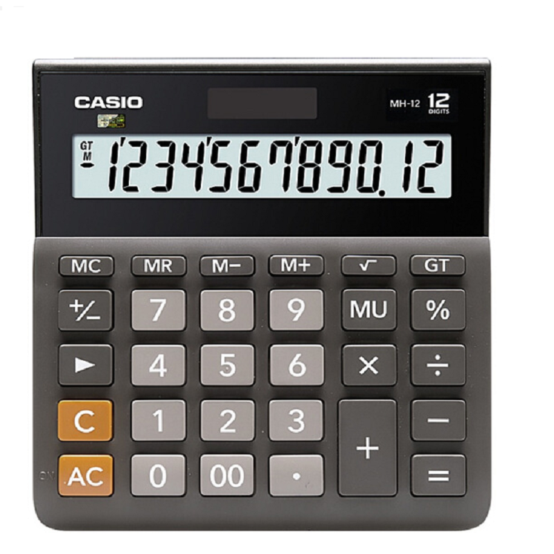 卡西欧(CASIO ) 小型 12位 双电源 超宽计算器 黑色 MH-12-BK(个)