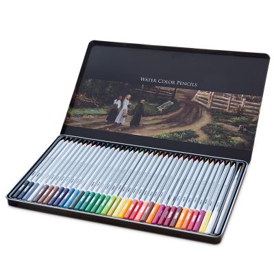 得力(deli)6522 36色水溶性彩铅铁盒装(内赠毛笔)秘密花园填色笔 儿童涂鸦绘画彩铅 彩画笔 涂色笔 画具画材