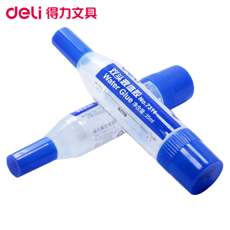 得力(deli)7311双头液体胶35ml 12瓶 大小双头 涂抹均匀 学生办公胶水 黏胶用品 胶带/胶水/胶棒