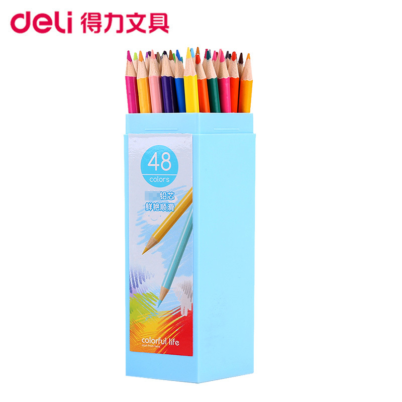 得力(deli)6534 48色五边形桶装彩铅 填色彩铅 秘密花园填色笔 儿童涂鸦绘画彩铅 彩画笔 涂色笔 画具画材