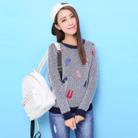 拉夏贝尔puella普埃拉2017秋冬新款字母绣花长袖毛针织衫20006905