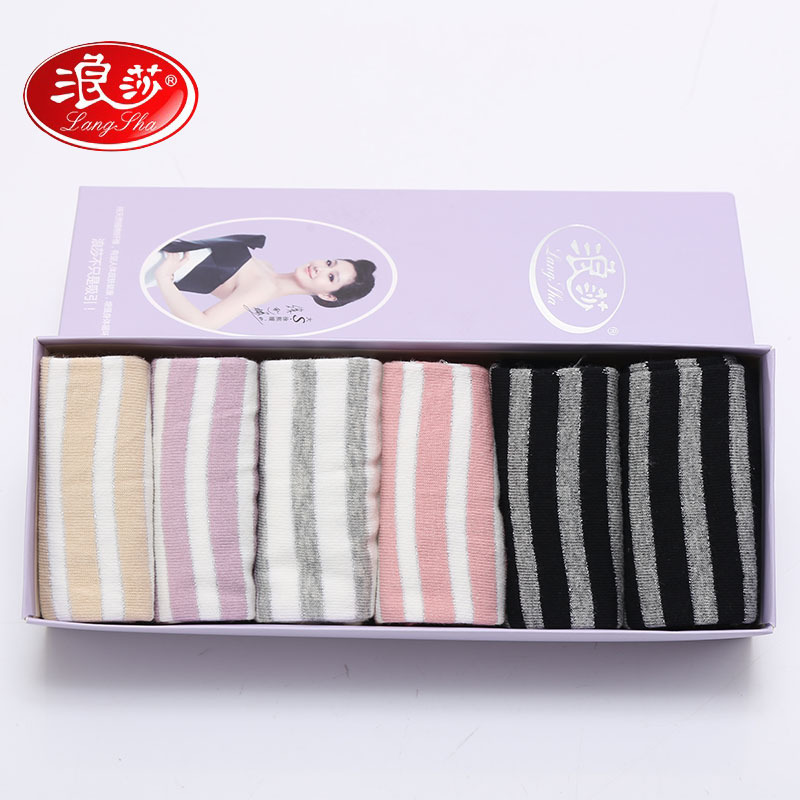 浪莎(LangSha) 100%棉礼盒6双装女袜 棉袜 MF4537-6 (盒*6双)
