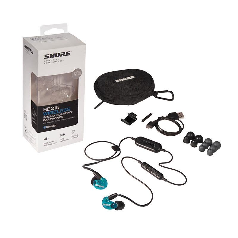 舒尔 Shure SE215SPE-BT1强劲重低音无线蓝牙入耳式运动HiFi手机耳机 通话特别版 蓝色图片