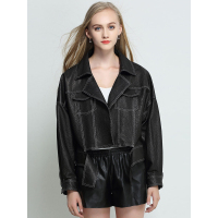 女装绵羊皮时尚修身翻领外套