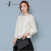 拉夏贝尔2017秋冬新款甜美亮片圆领加厚长袖卫衣打底衫女10008967