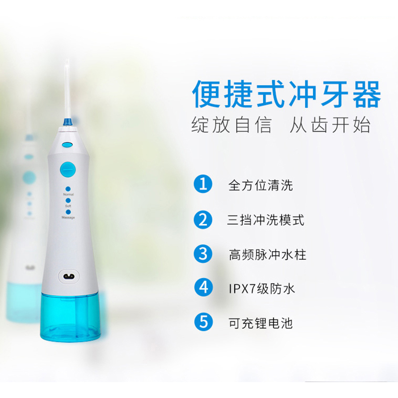 乐芭迪LEBODY便捷式冲牙器 FC158 电动冲牙器 家用口腔便携式洗牙器水牙3档线洗牙机洁牙器冲洗器白色
