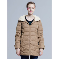 雪中飞羽绒服女中长款韩版修身显瘦保暖学生装帽冬装外套X1301116