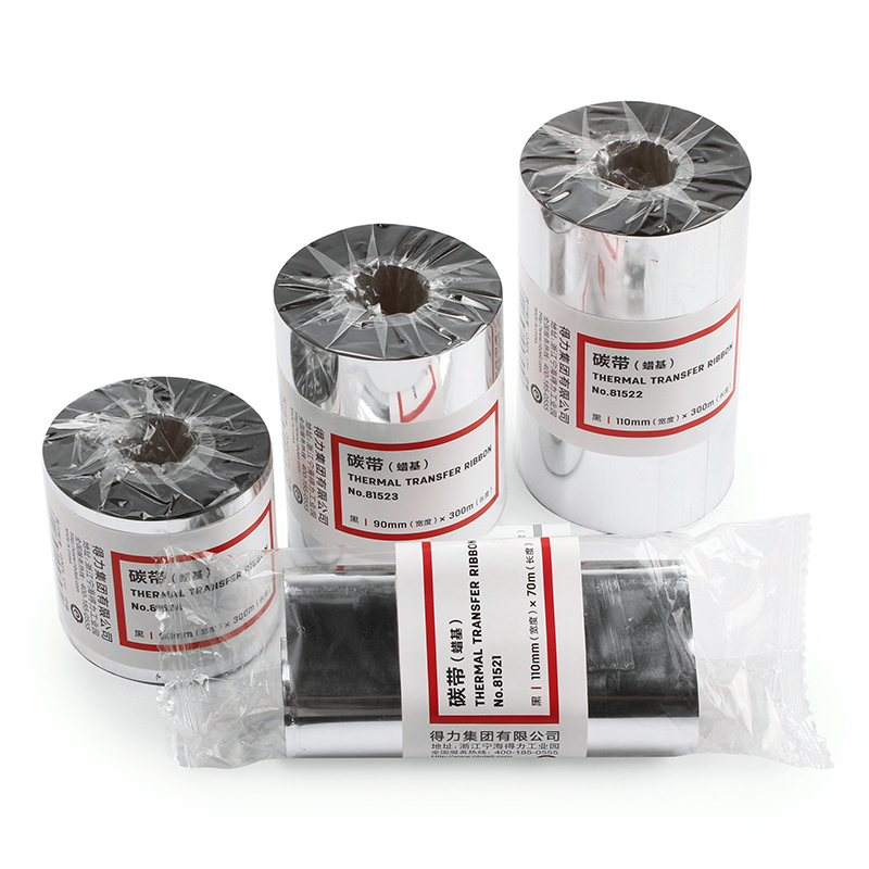 得力(deli)81602树脂基碳带 110mm*300m/卷 热转印腊基碳带 打印机碳带 标签黑色碳带 打印耗材