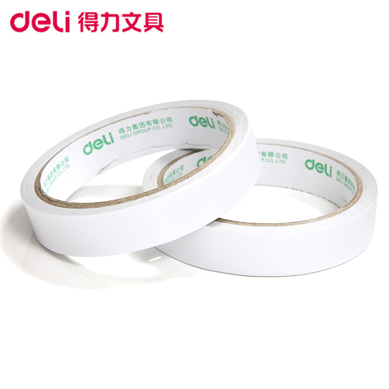 得力(deli)30406棉纸双面胶带 8卷 18mm*10y薄款粘胶层 办公用品 黏胶用品高清大图