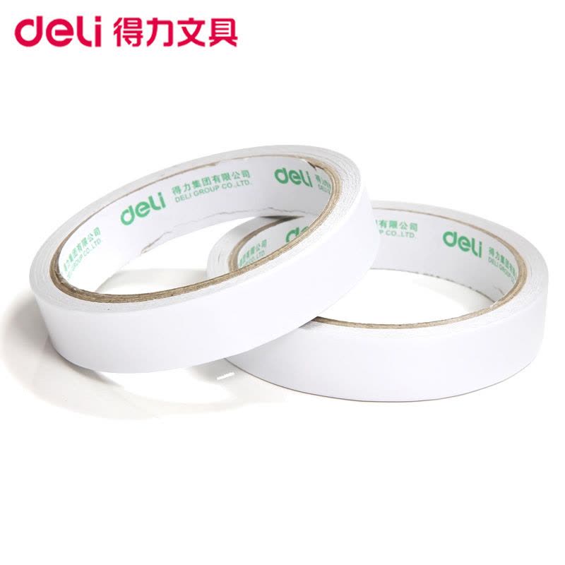 得力(deli)30406棉纸双面胶带 8卷 18mm*10y薄款粘胶层 办公用品 黏胶用品图片