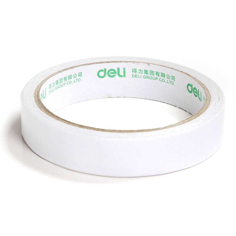 得力(deli)30406棉纸双面胶带 8卷 18mm*10y薄款粘胶层 办公用品 黏胶用品