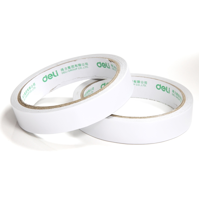 得力(deli)30406棉纸双面胶带 8卷 18mm*10y薄款粘胶层 办公用品 黏胶用品