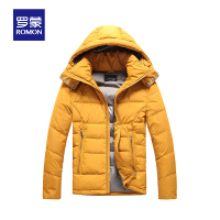 Romon/罗蒙男士羽绒服短款修身羽绒衣冬装外套休闲连帽