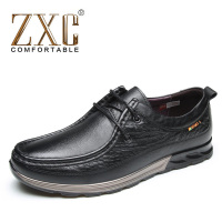 【商场同款】ZXC商务休闲头层牛皮圆头系带男鞋SPA1806
