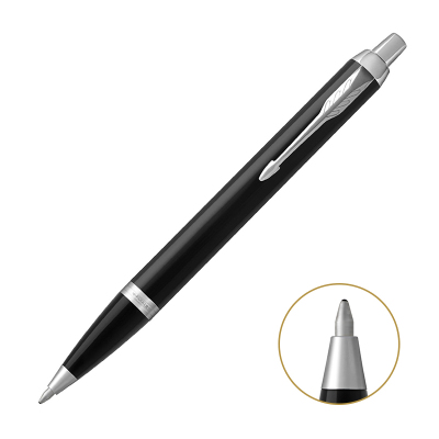 派克(PARKER)新品IM纯黑丽雅白夹原子笔