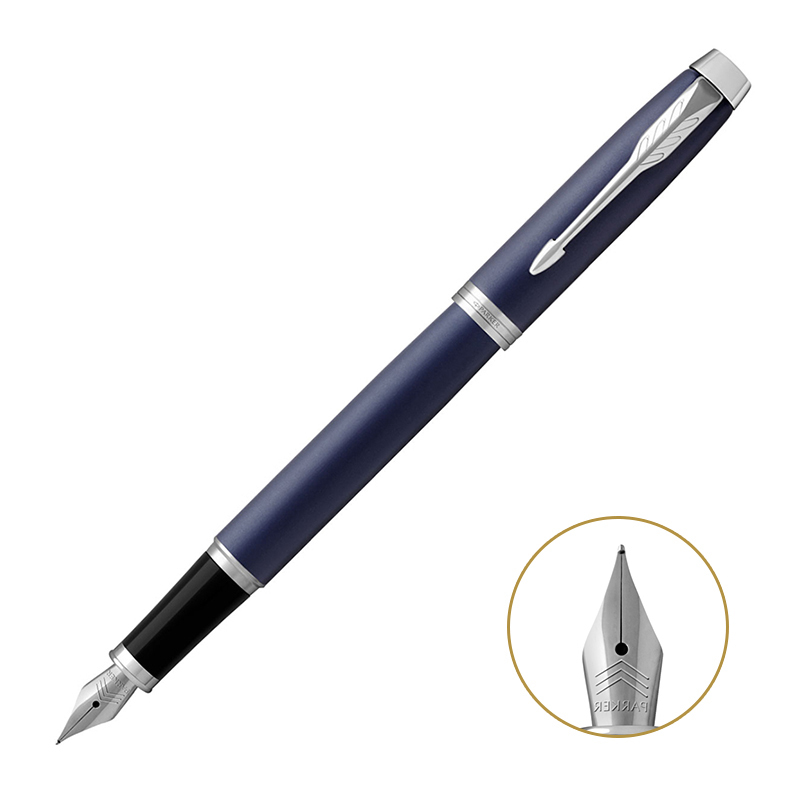 派克PARKER 钢笔 IM蓝色白夹墨水笔 学生商务办公文具用品 可吸墨可替换墨囊 书写0.5mm金属不锈钢F笔尖