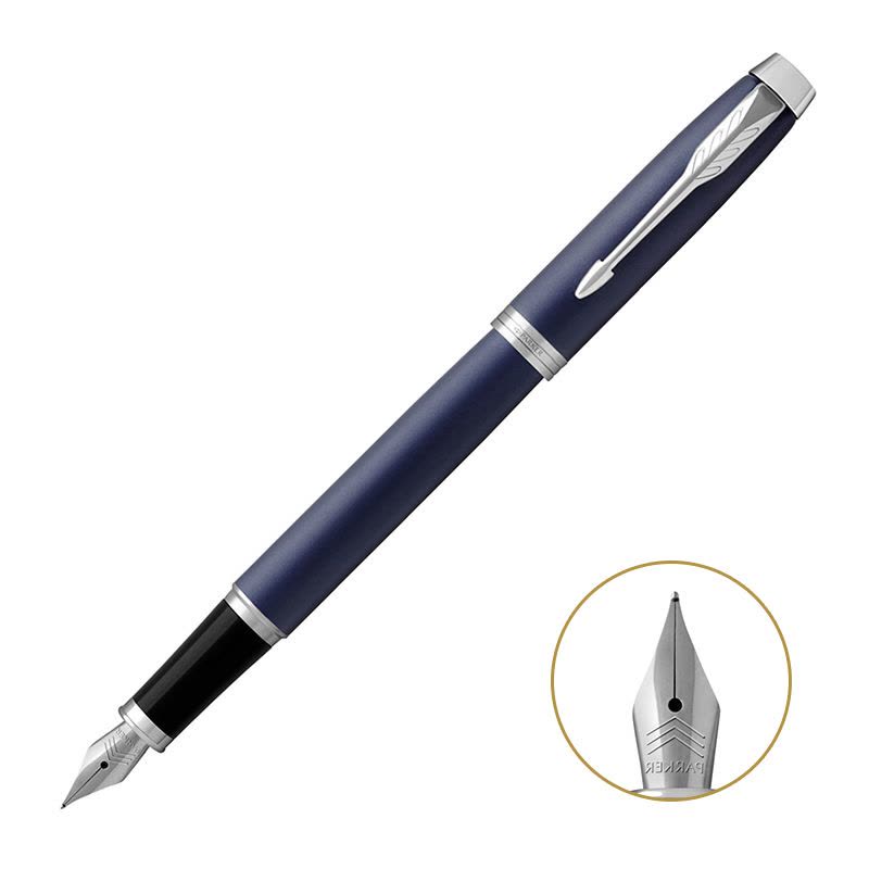 派克PARKER 钢笔 IM蓝色白夹墨水笔 学生商务办公文具用品 可吸墨可替换墨囊 书写0.5mm金属不锈钢F笔尖图片