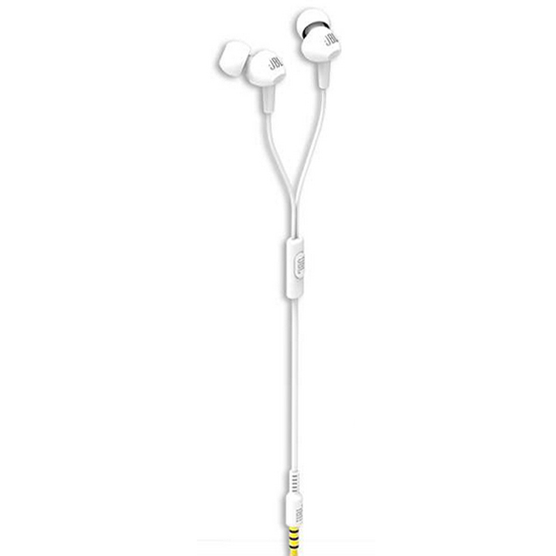 JBL C100SI 入耳式运动耳机 通话带麦线控音乐跑步耳机 耳塞 白色
