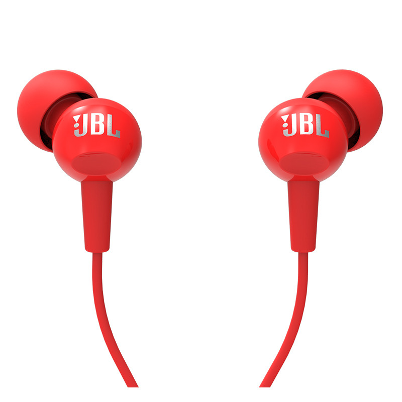 JBL C100SI 入耳式运动耳机 通话带麦线控音乐跑步耳机手机耳机 耳塞 红色