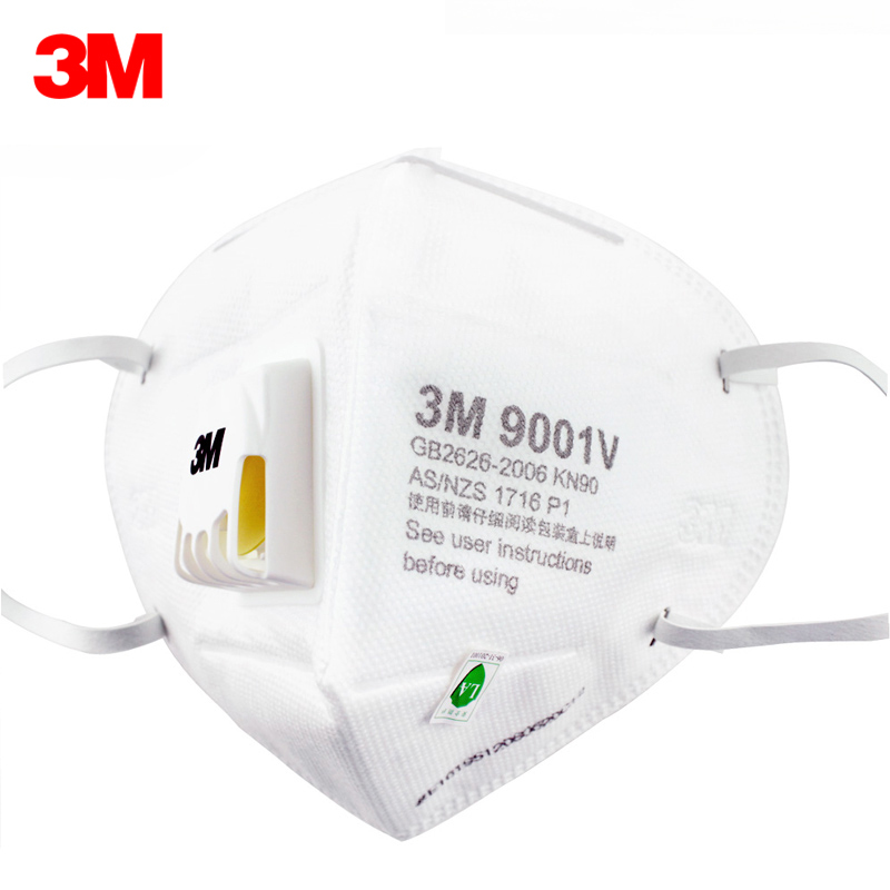 3M口罩KN90级防雾霾PM2.5防尘易呼吸口罩 带呼吸阀透气防护口罩9001V耳戴式 整盒独立装25个/盒