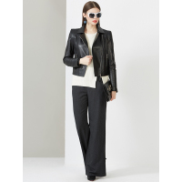 秋冬韩版女装绵羊皮时尚短款机车服