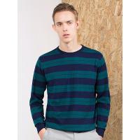 富贵鸟 羊毛衫圆领男装2017秋冬毛衣羊毛针织衫套头条纹打底衫FGN1761-1