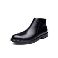 奥康棉鞋 高帮男鞋真皮加绒棉皮鞋布洛克雕花商务休闲男棉鞋